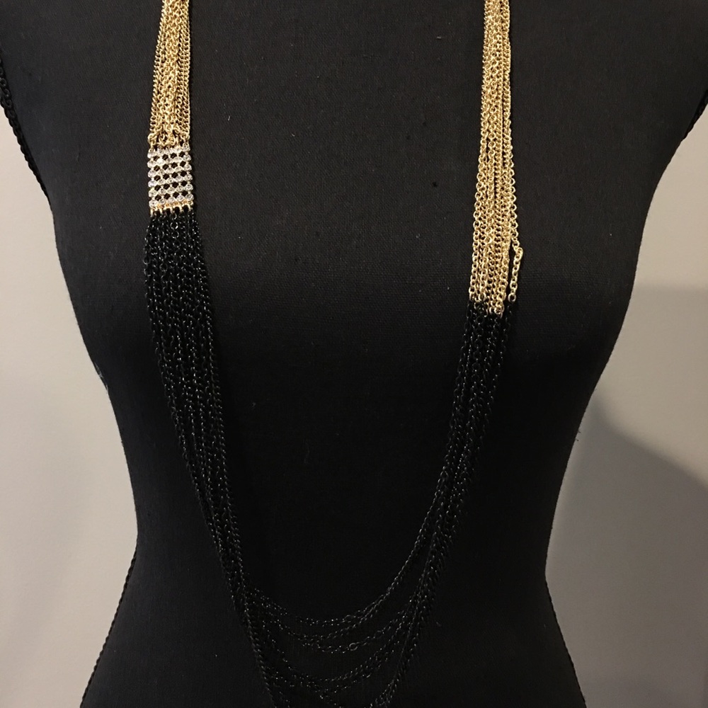 Black, Gold and White Stone Necklace